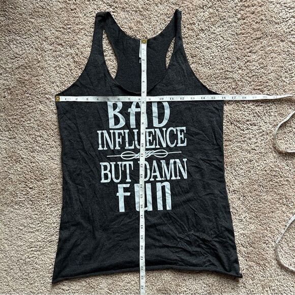 Bad Influence But Dam Fun Graphic Black Tank Top Size Small - Picture 4 of 4